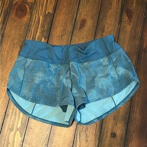 Lululemon Blue Patterned Speed Up Shorts